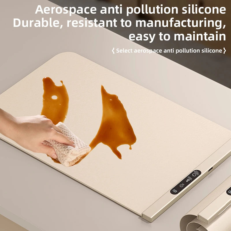 Electric Warming Tray Foldable Food Warmer Mat with 6 Temperature Settings Fast Full Surface Heating Portable Heating Tray