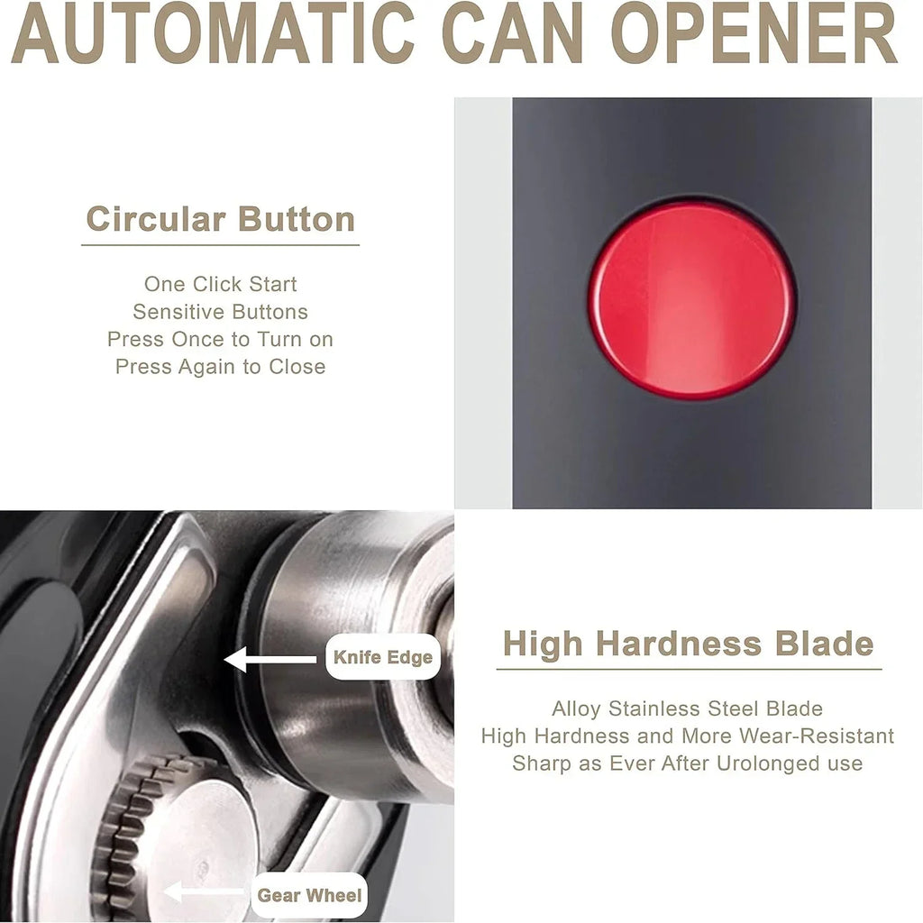 Electric Can Opener One Touch Automatic Jar Bottle Can Open Machine Battery Operated Handheld Sharp Edge Opener Kitchen Gadget